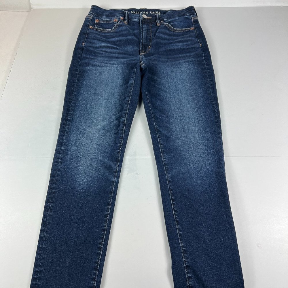 American Eagle Jeans Womens 8 Regular Super High Rise Jegging Blue Stretch Denim